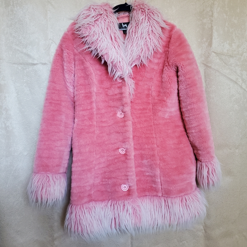 Pink fur coat